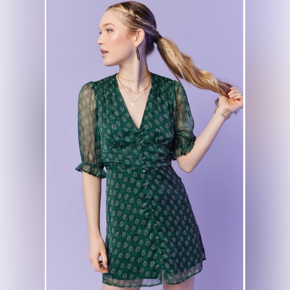 Francesca’s Collections Green Samantha Button Down Medallion Mini Dress Summer